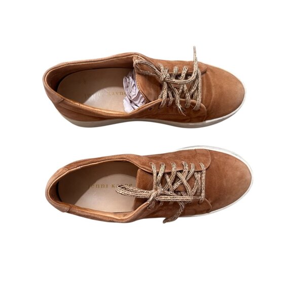 Jenni Kayne Suede Leather Leace Up Platform Sneakers Women 38 7.5 Honey Brown - Picture 4 of 16